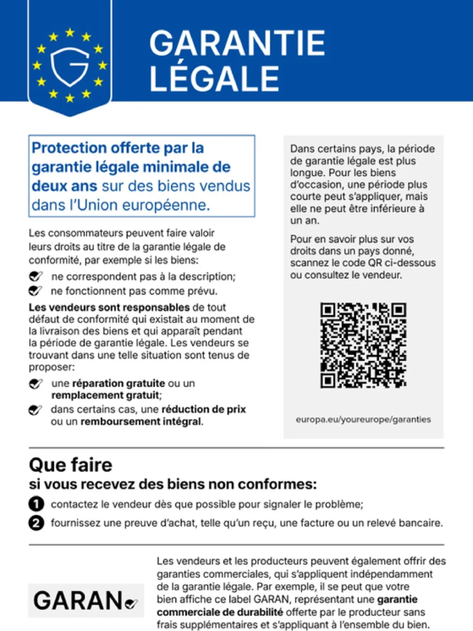 Obligation légale de conformité du bien au contrat