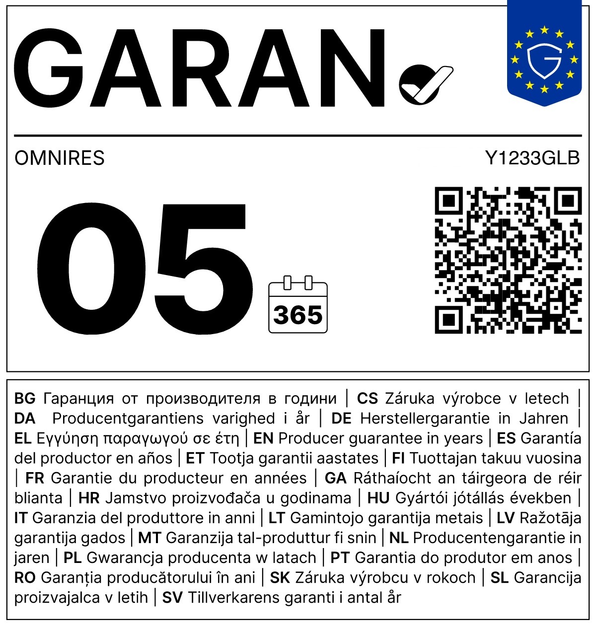 GARAN — 5 lat gwarancji producenta