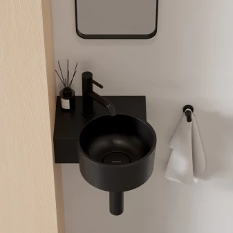 umywalka nablatowa/wisząca - lewa, 33 x 34 cm