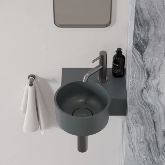 umywalka nablatowa/wisząca - prawa, 33 x 34 cm