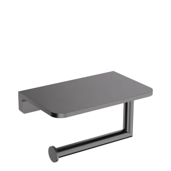 toilet roll holder with a shelf