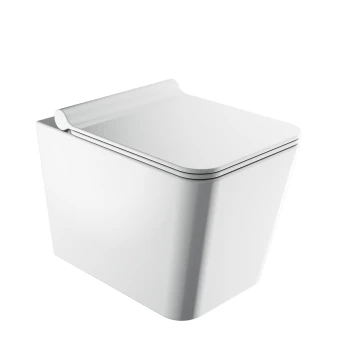 wall-mounted toilet with soft-close seat, 53 x 36 cm
