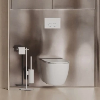free-standing toilet roll and brush holder