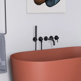 mélangeur de baignoire à 5 trous à encastrer avec bec long