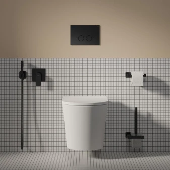 STRONGFRAME bâti-support avec chasse d'eau ECO pour cuvette de WC murale + STEEL-R45 plaque de commande en acier inoxydable