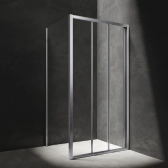 rectangular shower enclosure with sliding door, 100 x 90 cm