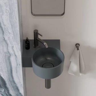 umywalka nablatowa/wisząca - lewa, 33 x 34 cm