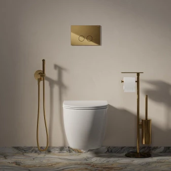 STRONGFRAME bâti-support avec chasse d'eau ECO pour cuvette de WC murale + STEEL-R45 plaque de commande en acier inoxydable