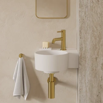 umywalka nablatowa/wisząca - prawa, 33 x 34 cm