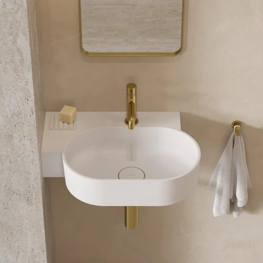 umywalka nablatowa/wisząca - lewa, 55 x 38 cm