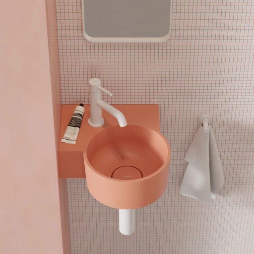 vasque à poser/suspendu - gauche, 33 x 34 cm