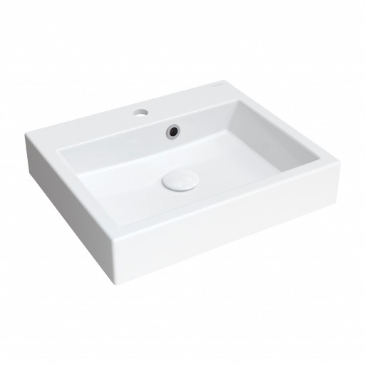 countertop/wall-mounted basin with internal overflow, 50 x 42 cm