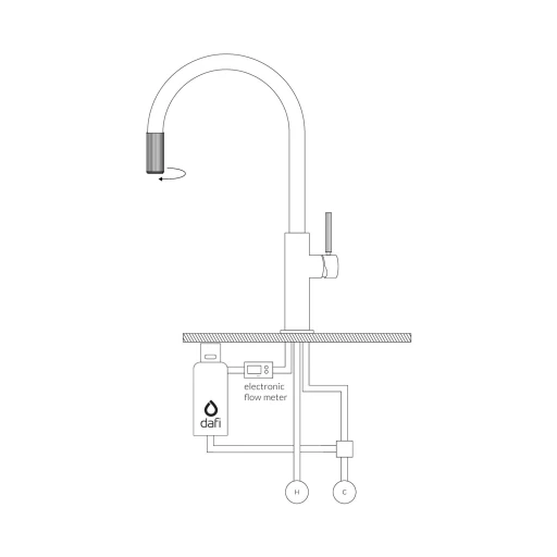 kitchen tap with a water filtering system