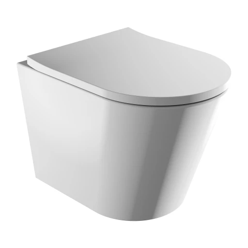 wall-mounted toilet with soft-close seat, 52 x 36 cm