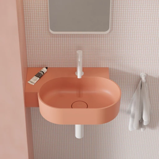 umywalka nablatowa/wisząca - lewa, 55 x 38 cm