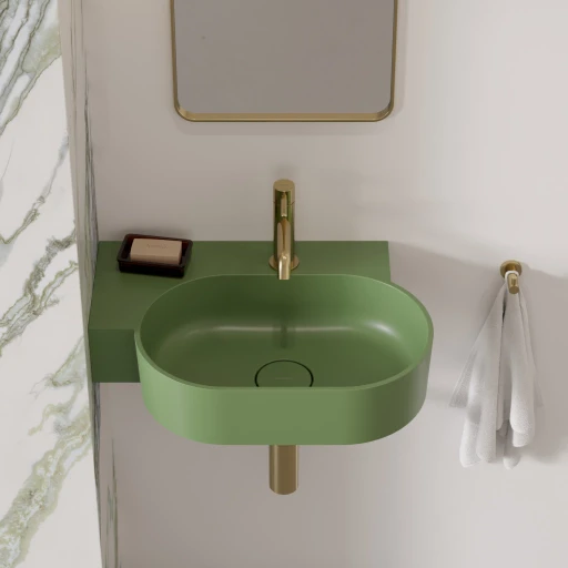 umywalka nablatowa/wisząca - lewa, 55 x 38 cm