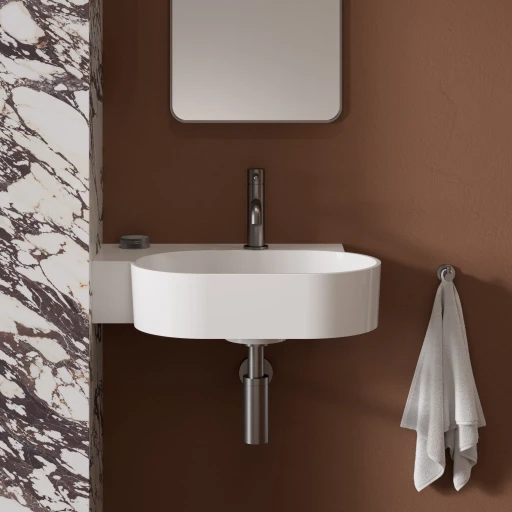 umywalka nablatowa/wisząca - lewa, 55 x 38 cm