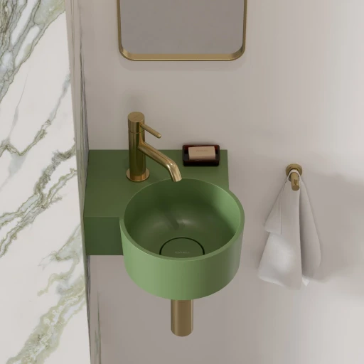 vasque à poser/suspendu - gauche, 33 x 34 cm