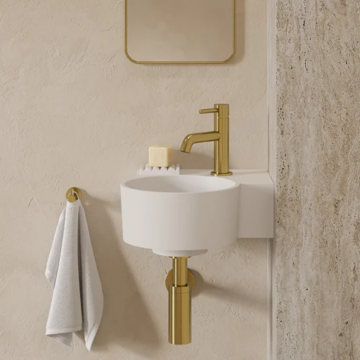 umywalka nablatowa/wisząca - prawa, 33 x 34 cm