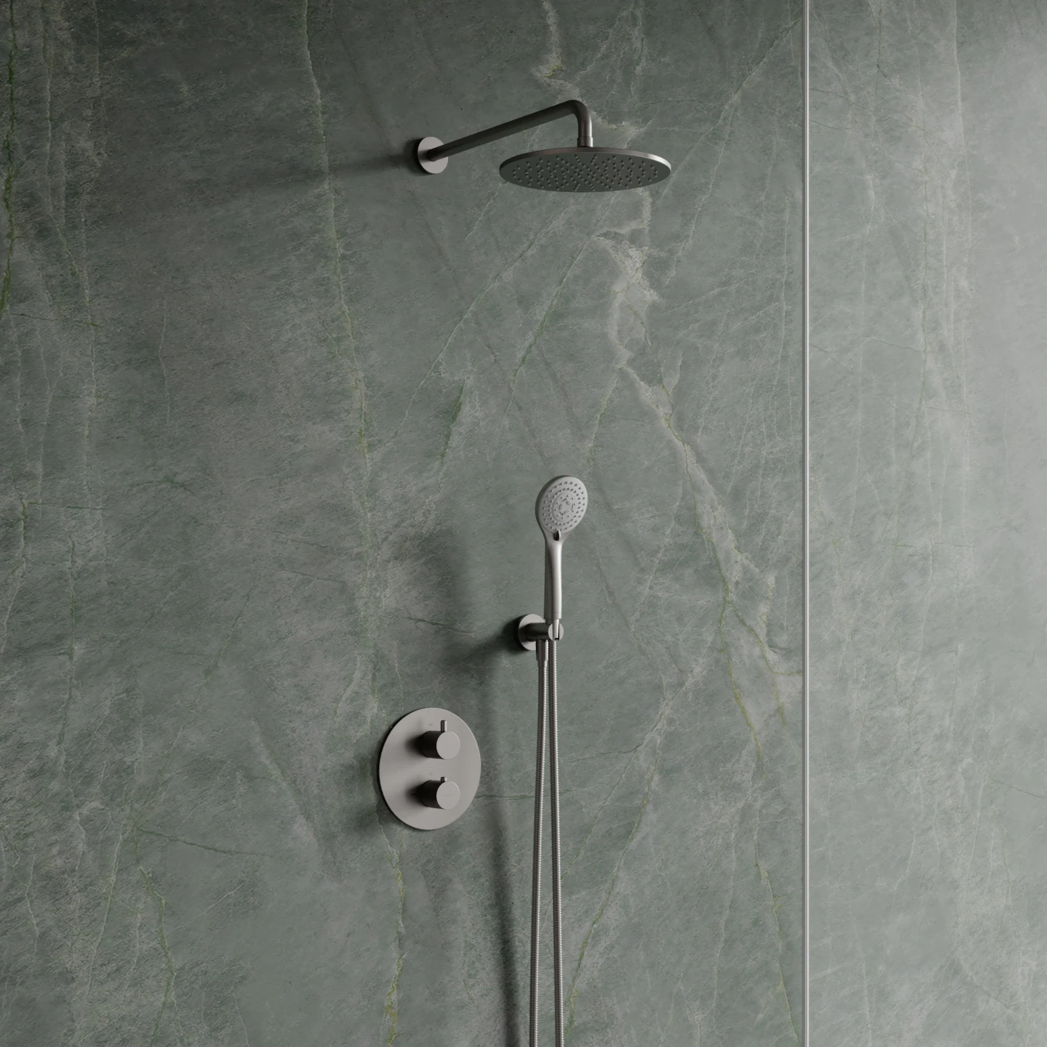 thermostatic shower system for concealed installation