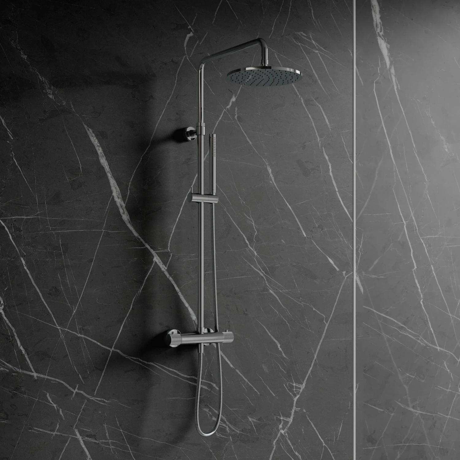 thermostatic shower system for exposed installation