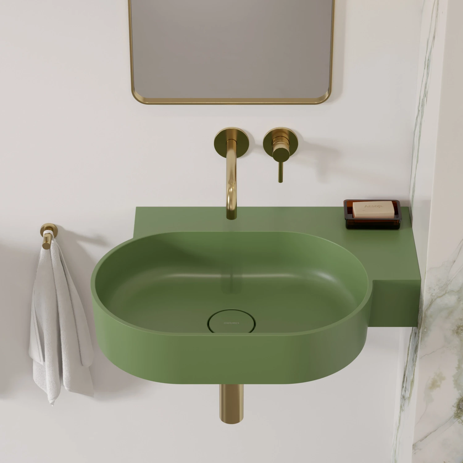 vasque à poser/suspendu - droite, 64 x 44 cm