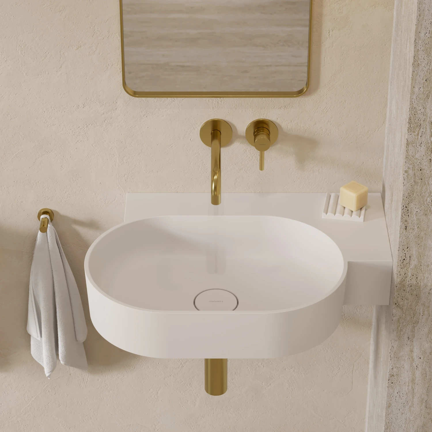 umywalka nablatowa/wisząca - prawa, 64 x 44 cm