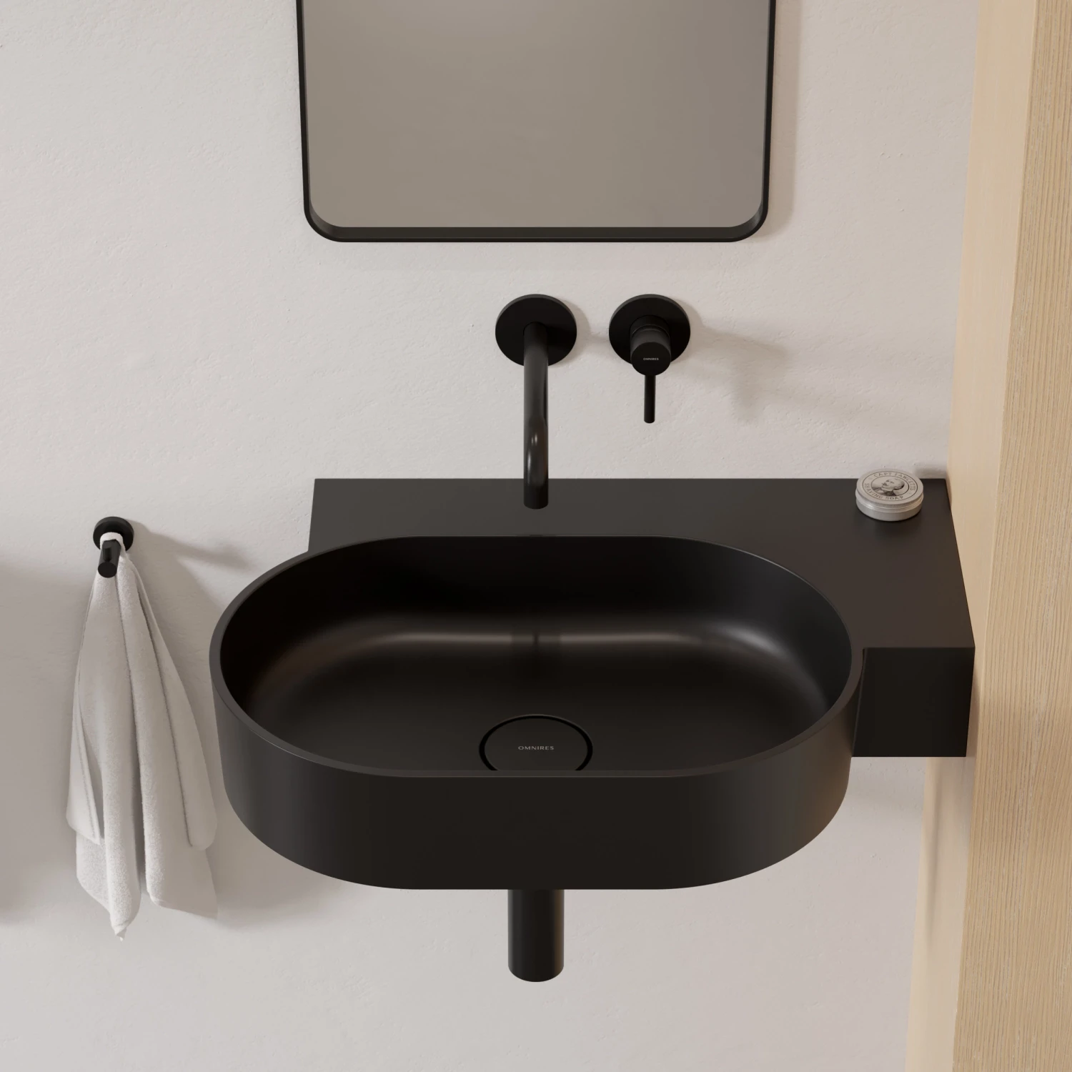 vasque à poser/suspendu - droite, 64 x 44 cm