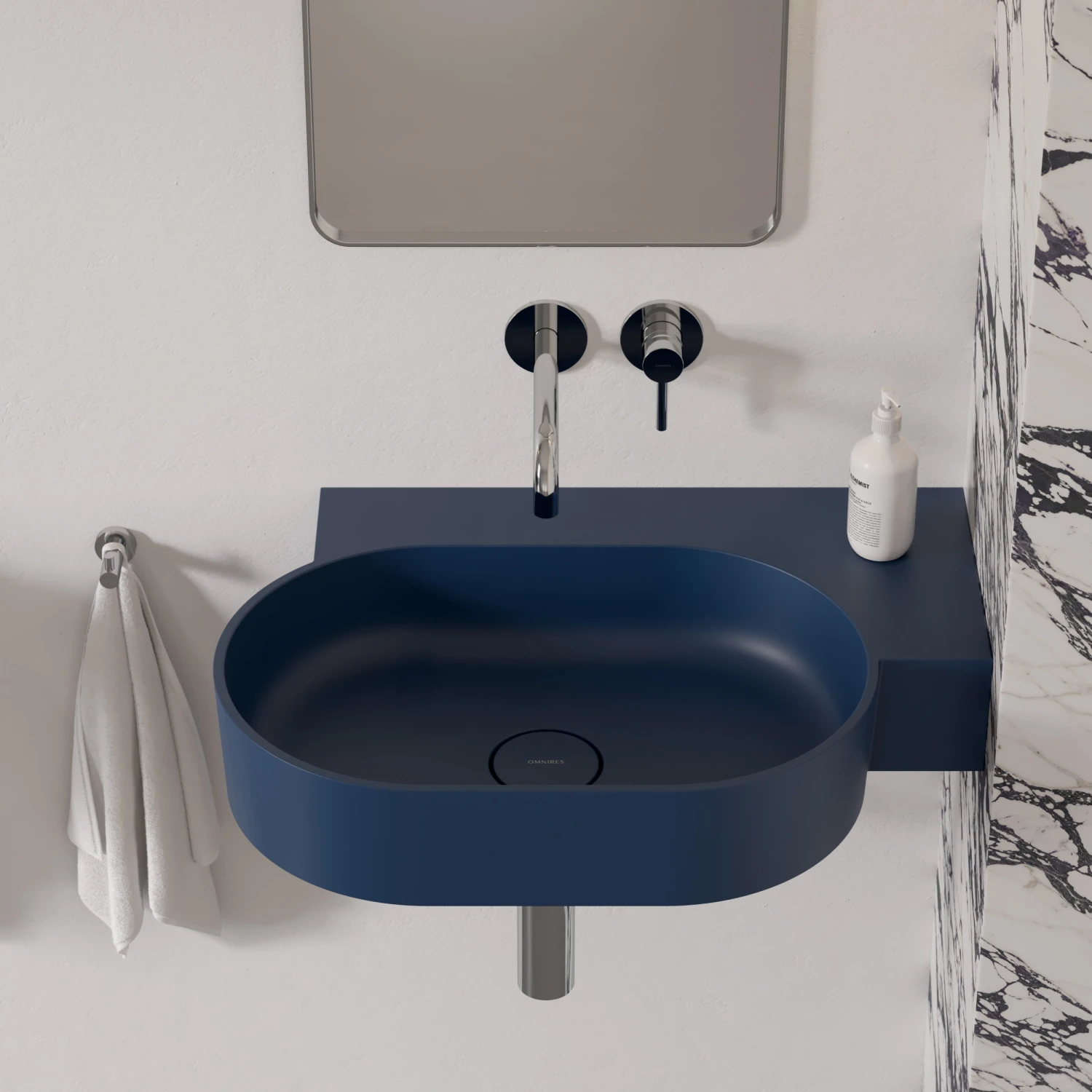 vasque à poser/suspendu - droite, 64 x 44 cm