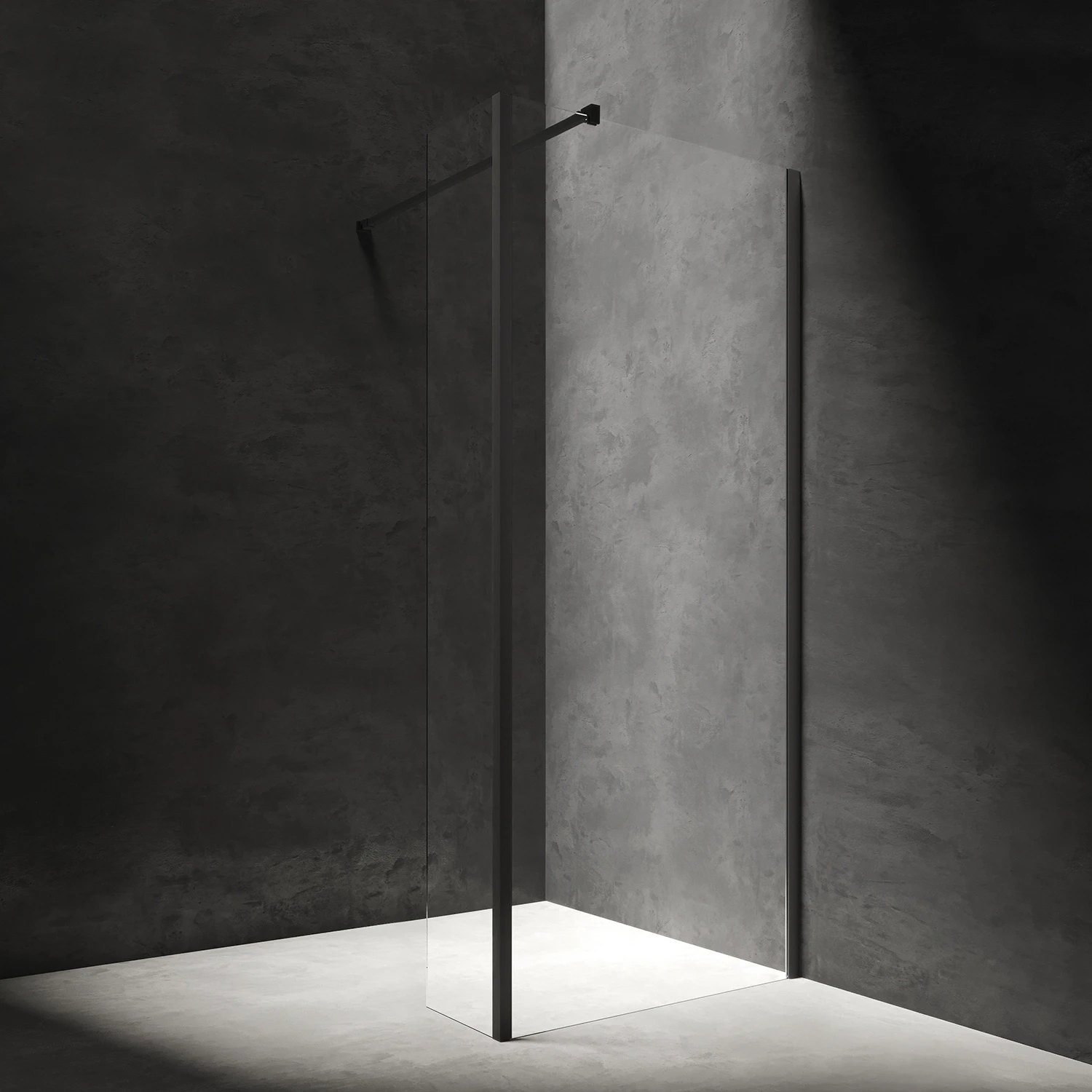 walk-in shower enclosure with side wall, 100 x 30 cm