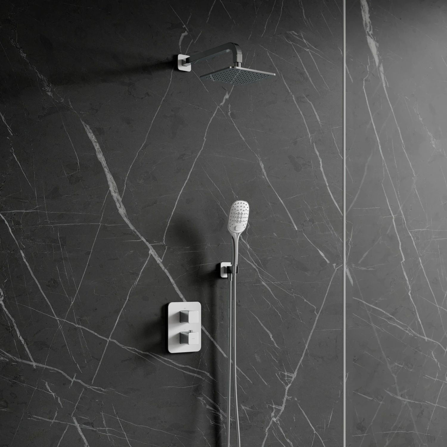 thermostatic shower system for concealed installation