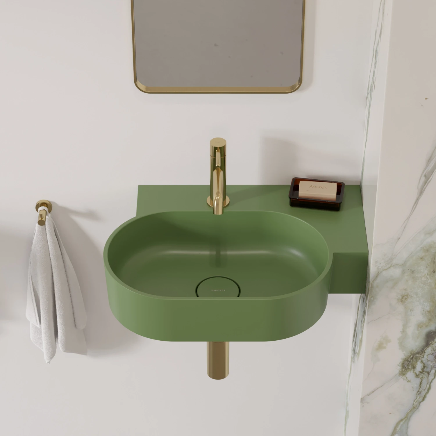 umywalka nablatowa/wisząca - prawa, 55 x 38 cm