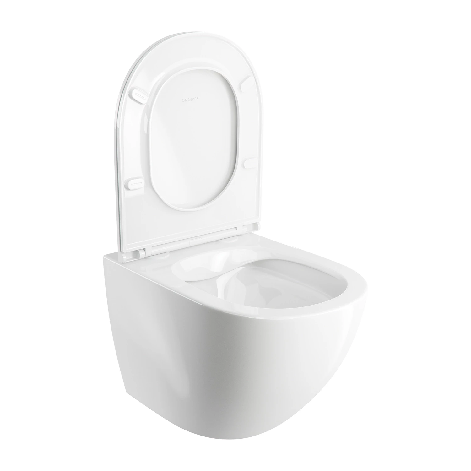 wall-mounted toilet with soft-close seat, 49 x 37 cm