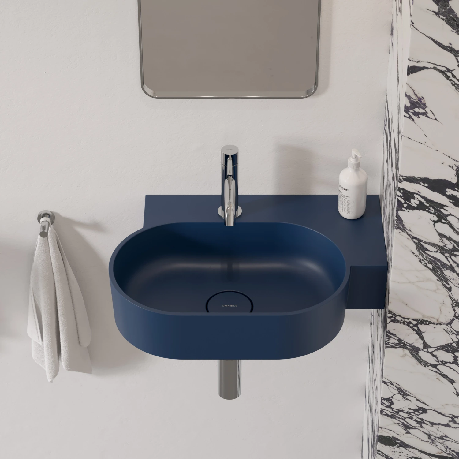 vasque à poser/suspendu - droite, 55 x 36 cm