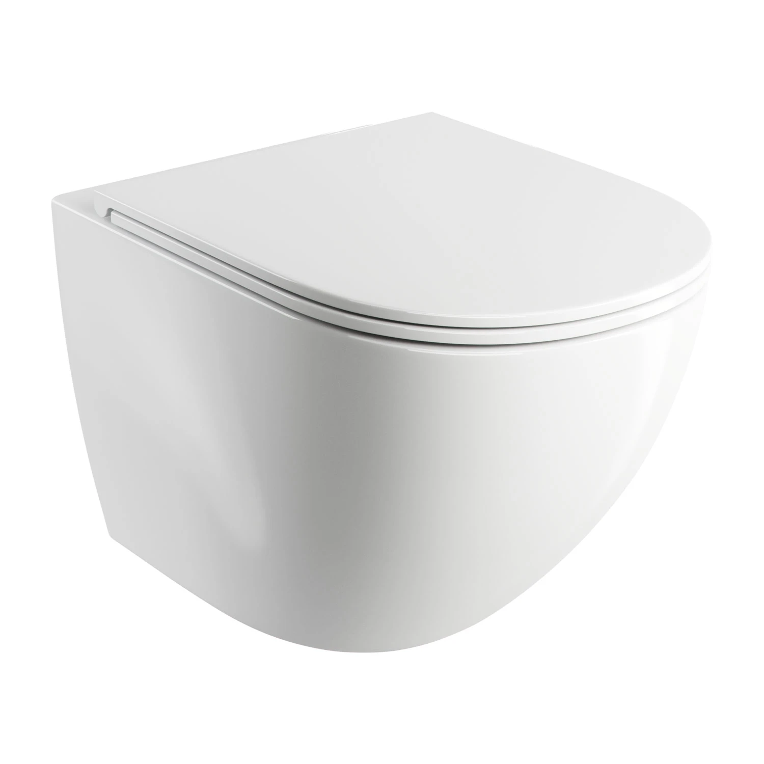 wall-mounted toilet with soft-close seat, 49 x 37 cm