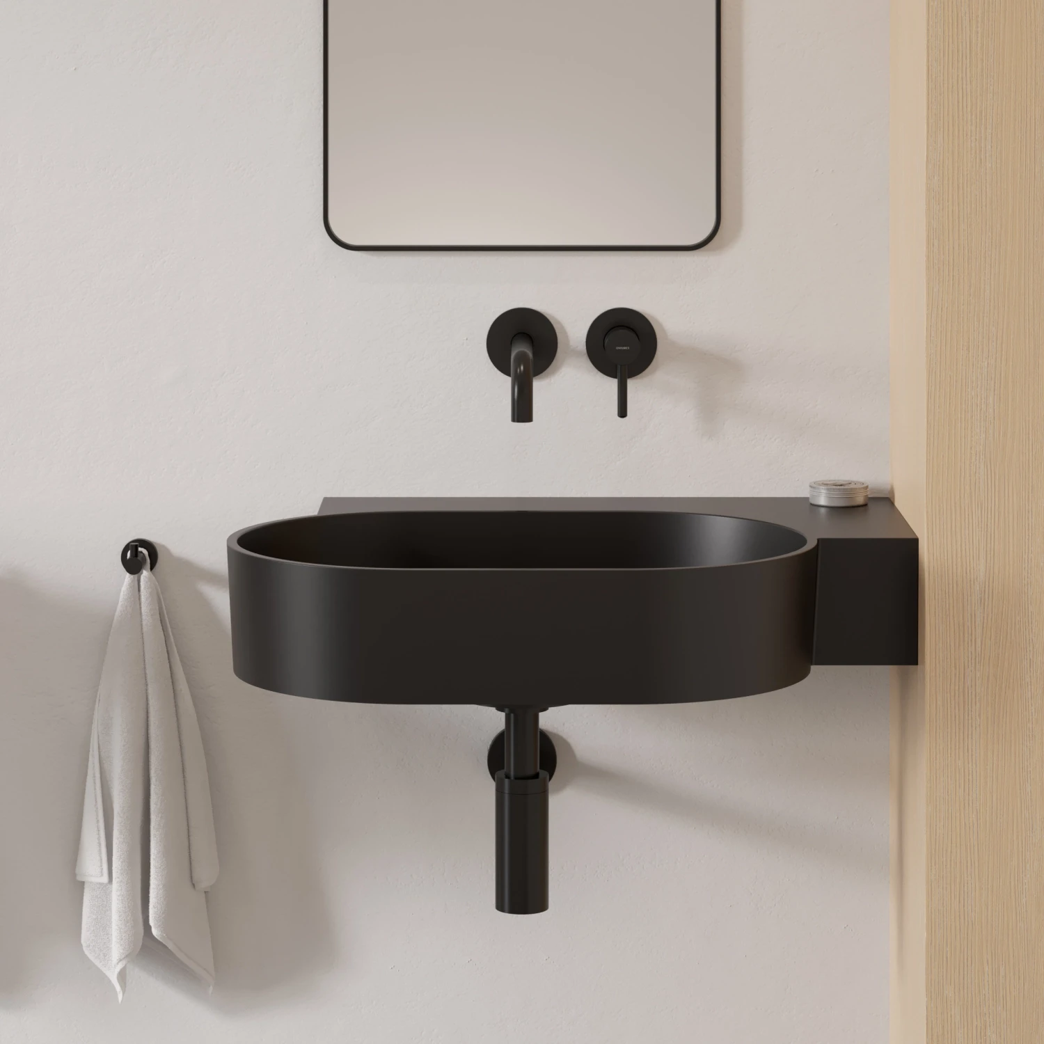 vasque à poser/suspendu - droite, 64 x 44 cm