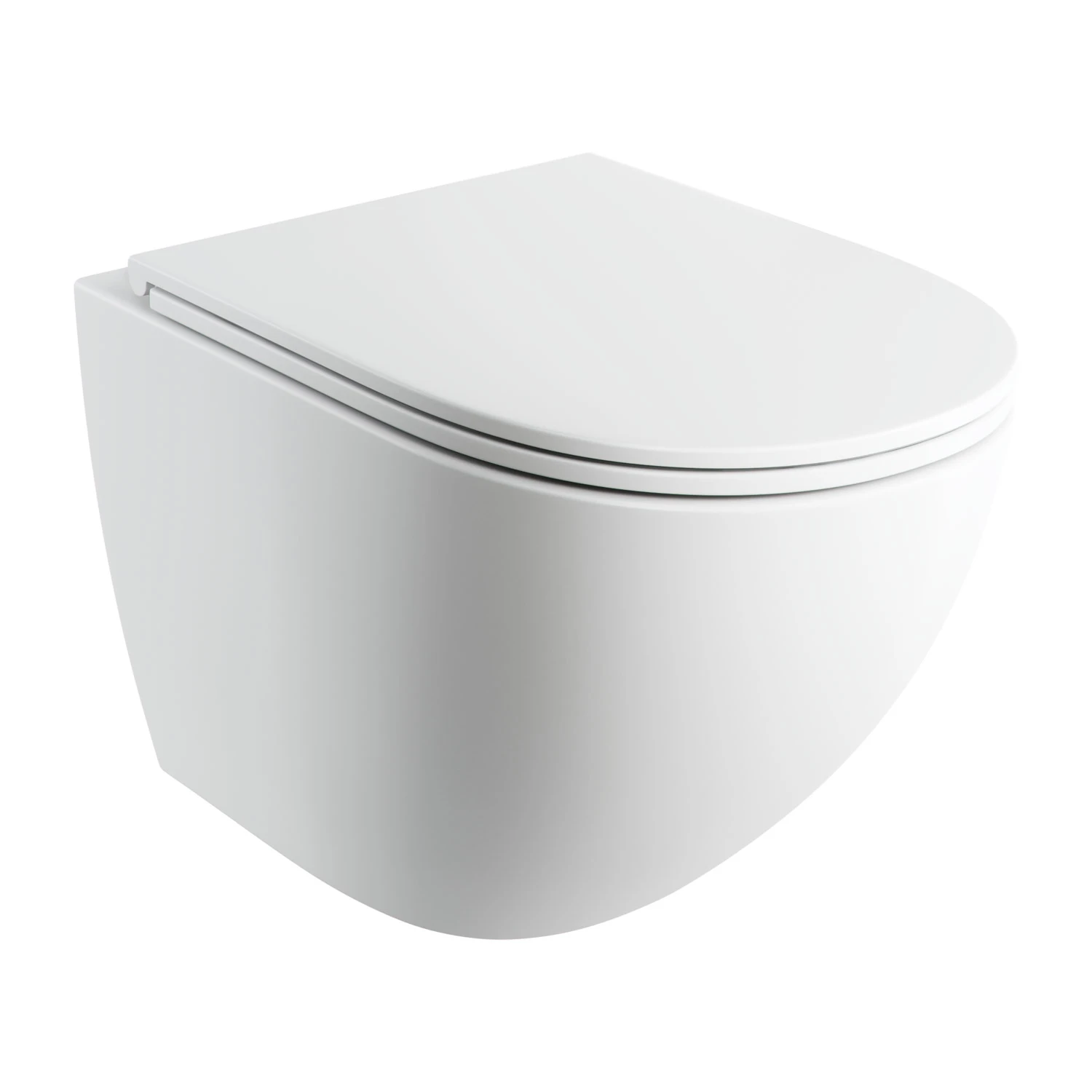 wall-mounted toilet with soft-close seat, 54 x 37 cm