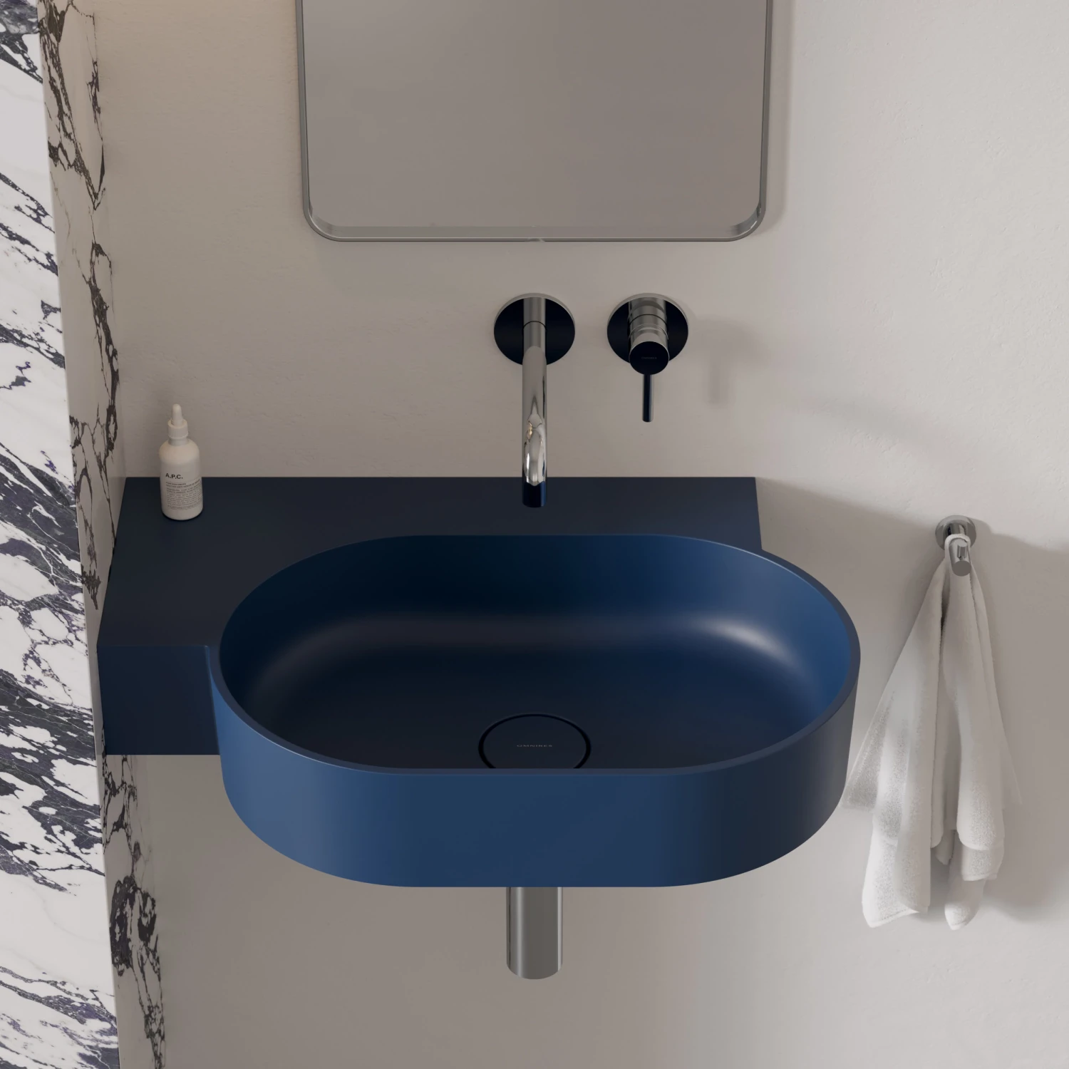 umywalka nablatowa/wisząca - lewa, 64 x 44 cm