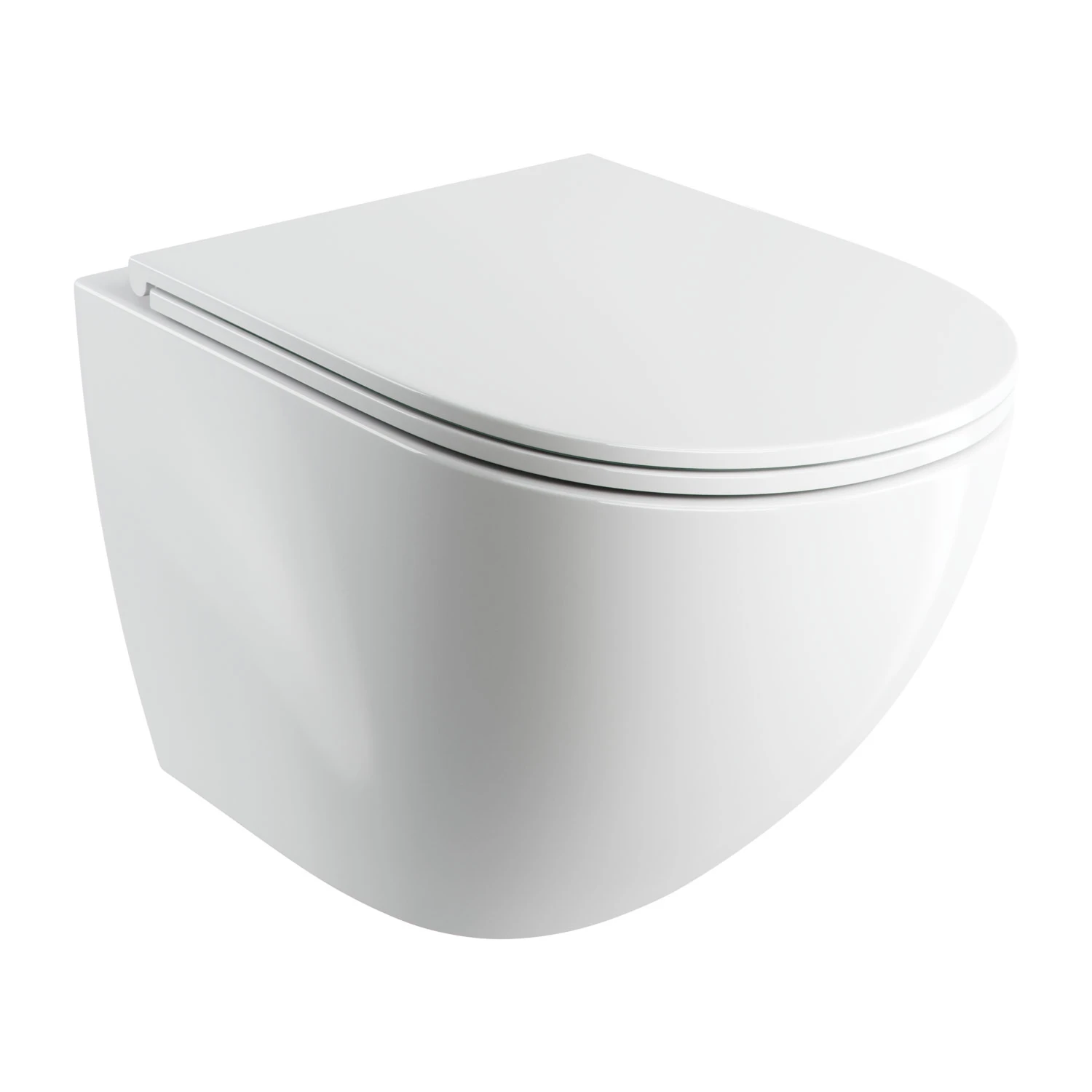 wall-mounted toilet with soft-close seat, 54 x 37 cm