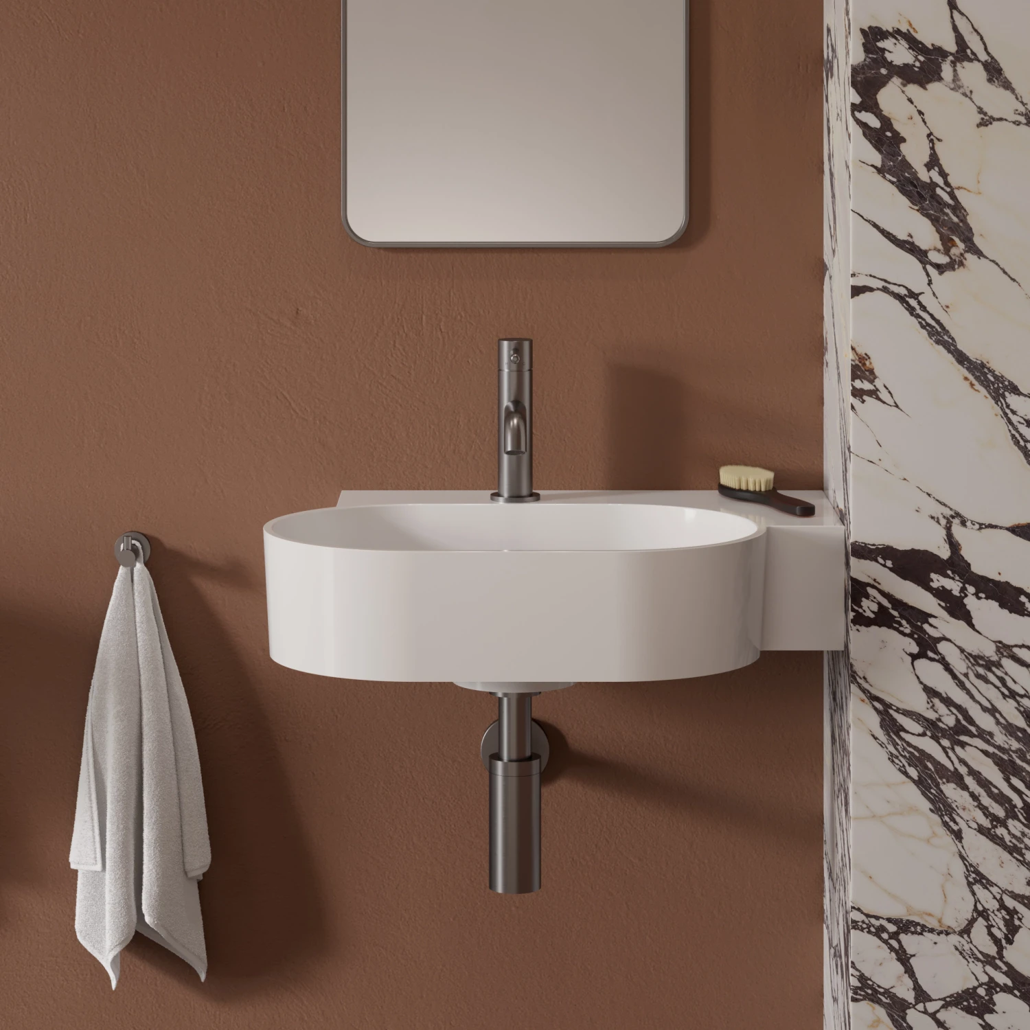 vasque à poser/suspendu - droite, 55 x 36 cm