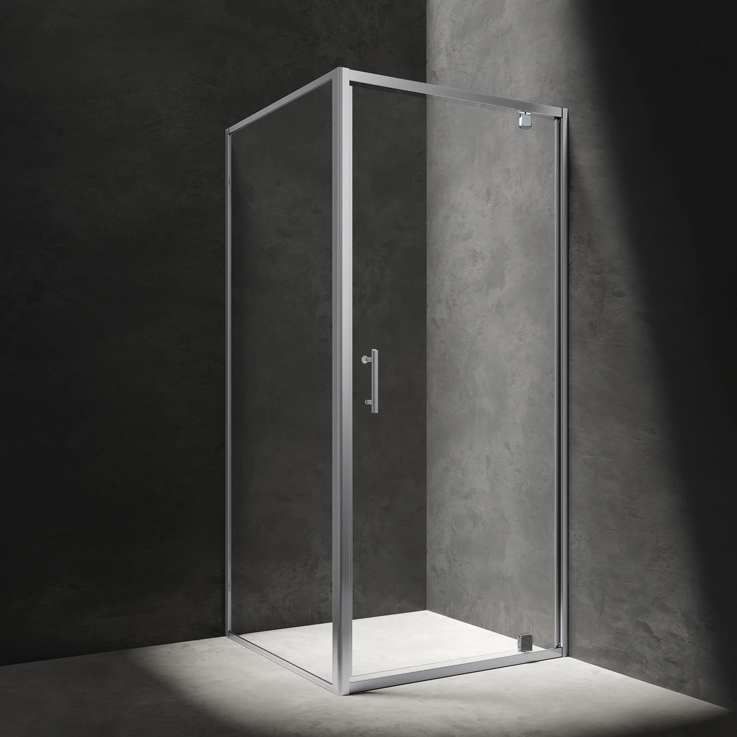 square shower enclosure with hinged door, 90 x 90 cm