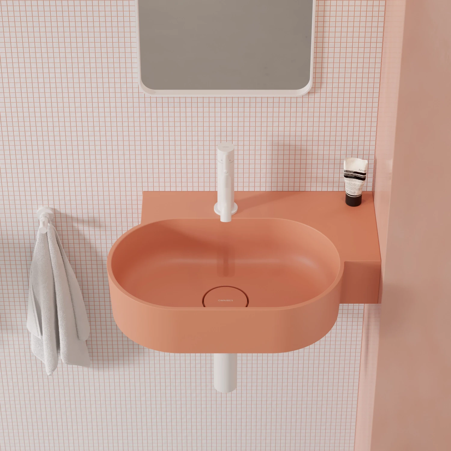 umywalka nablatowa/wisząca - prawa, 55 x 38 cm