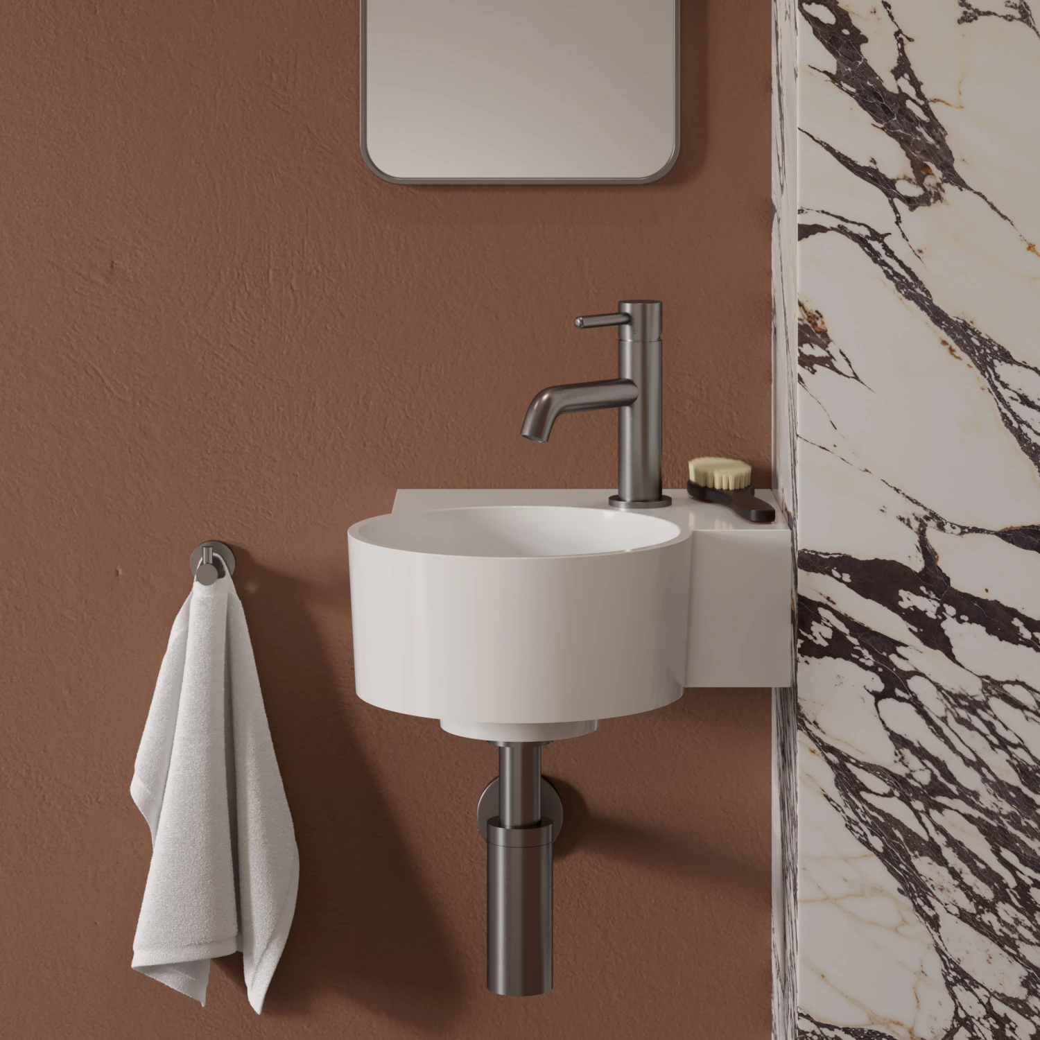 vasque à poser/suspendu - droite, 33 x 34 cm