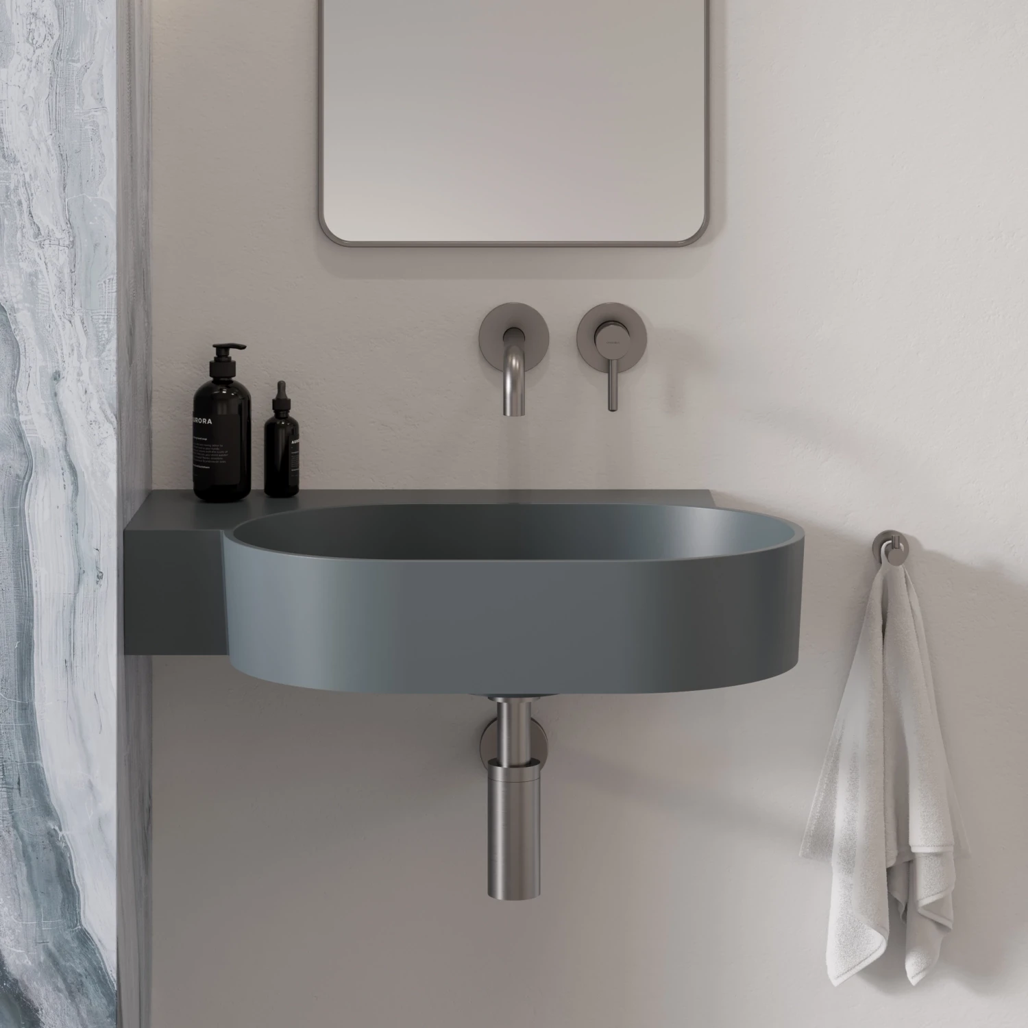 umywalka nablatowa/wisząca - lewa, 64 x 44 cm