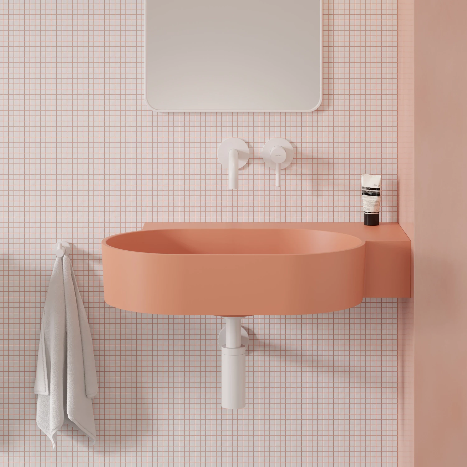 umywalka nablatowa/wisząca - prawa, 64 x 44 cm