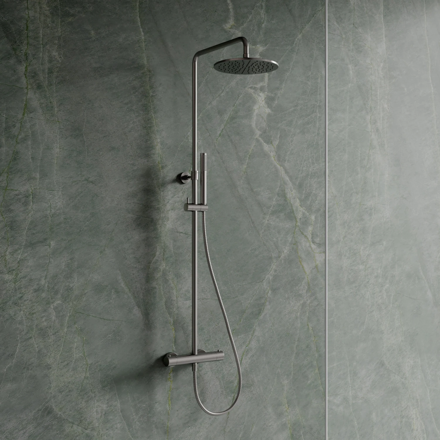 thermostatic shower system for exposed installation