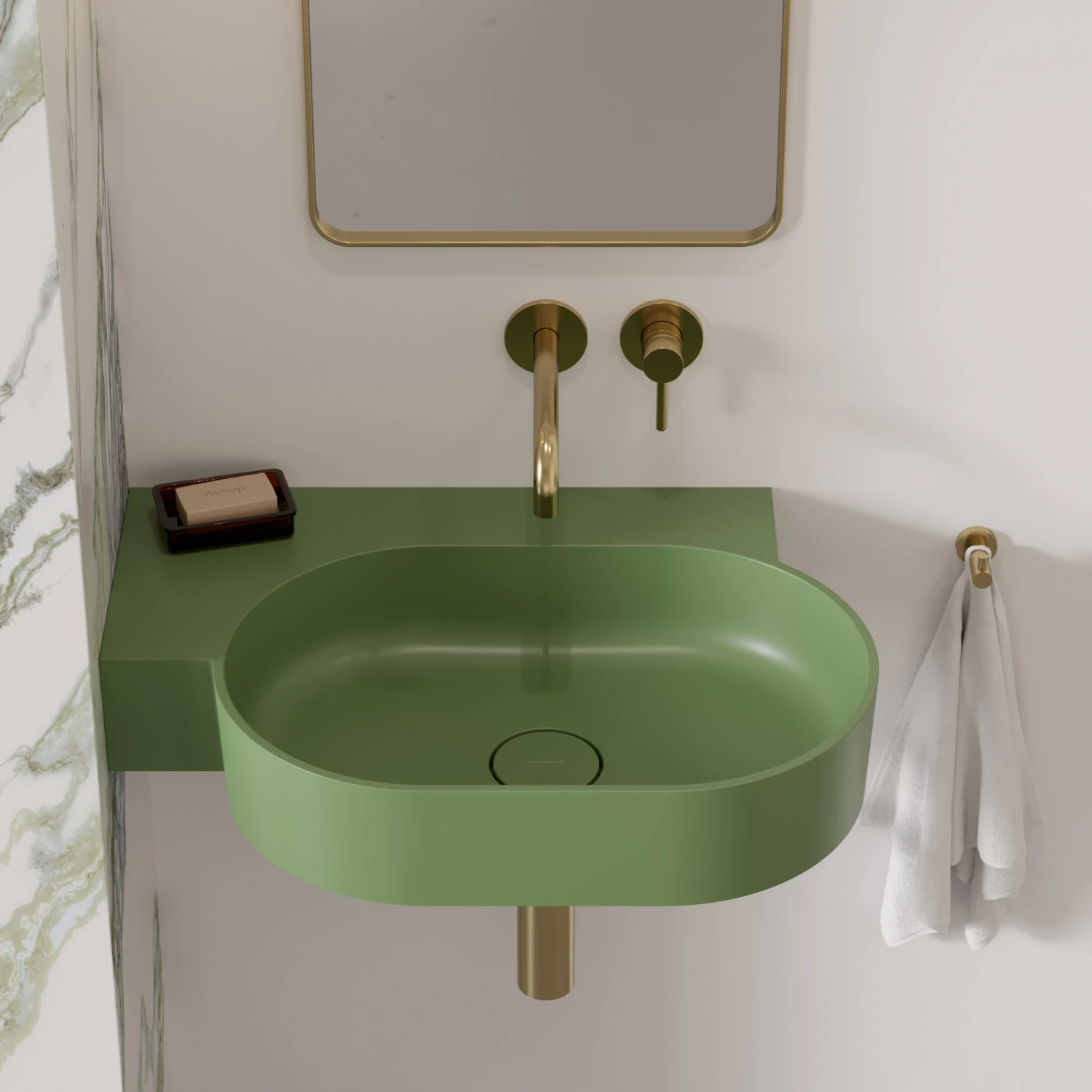 umywalka nablatowa/wisząca - lewa, 64 x 44 cm