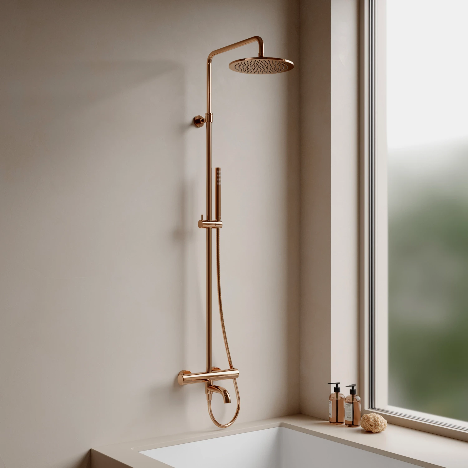 thermostatic bath system for exposed installation