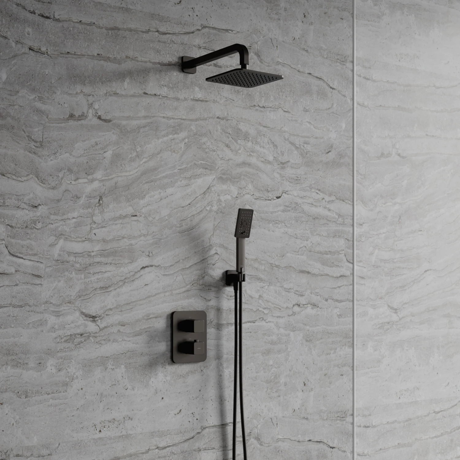 thermostatic shower system for concealed installation