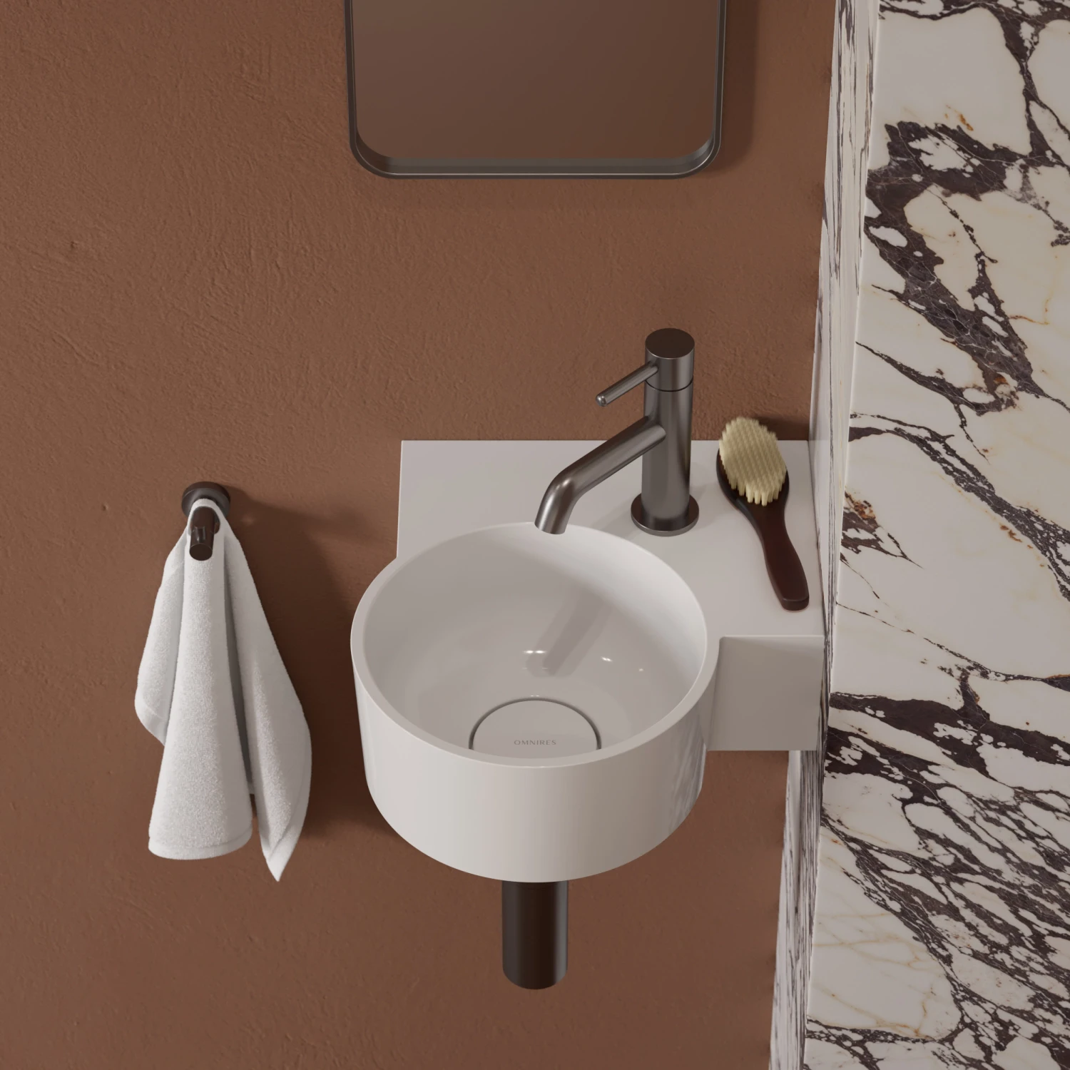 vasque à poser/suspendu - droite, 33 x 34 cm